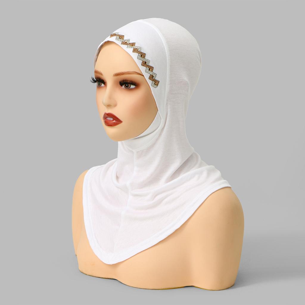 New Shiny Rhinestones Instant Hijab For Muslim Women Full Coverage Undercap Soild Cotton Jersey Bonnet Ready To Wear Inner Cap