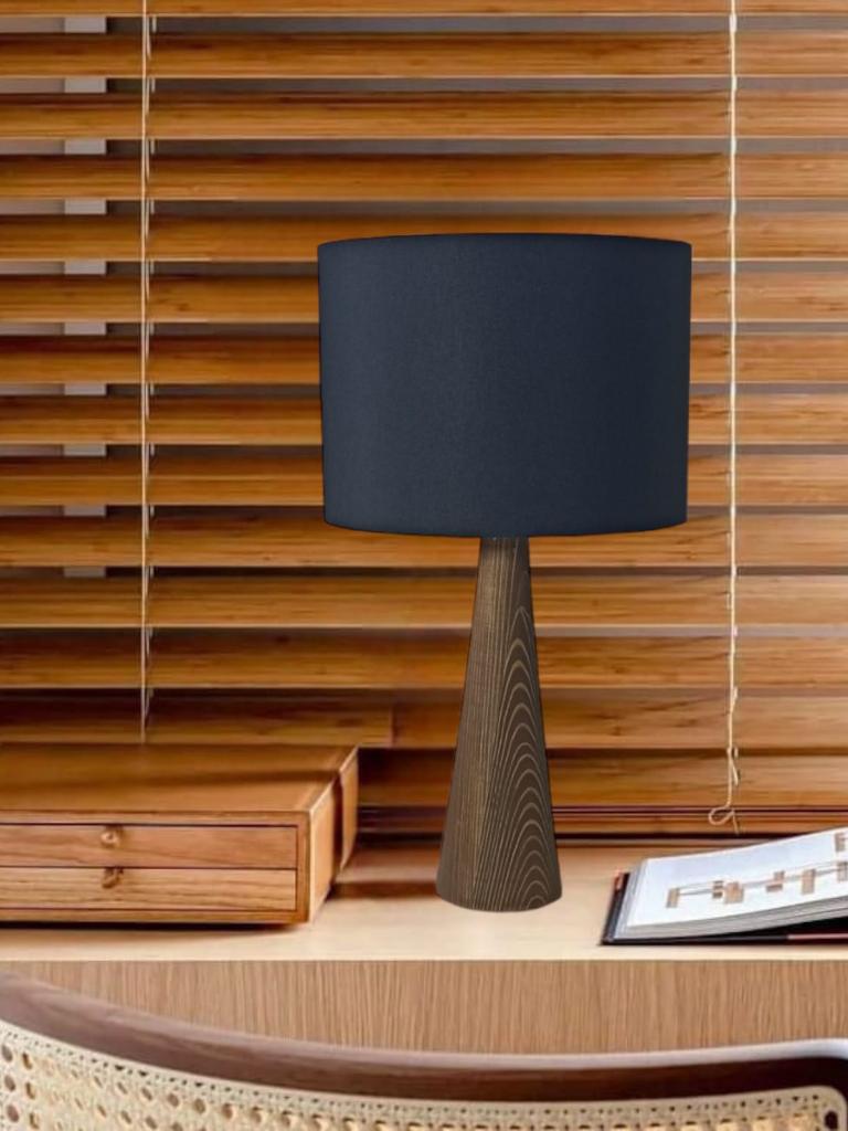 

Wooden Conical Body Design Lampshade Fabric Headboard Black