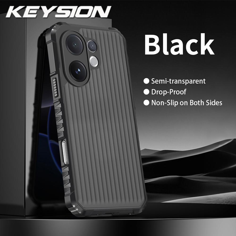 KEYSION Heavy Duty Shockproof Phone Case for VIVO V60 Soft Silicone+PC Translucent Matte Back Cover for VIVO V60 5G