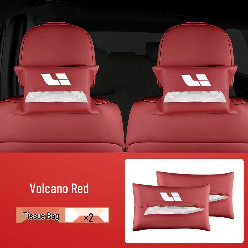 

Genuine Leather Car Tissue Dispenser for Li Auto L6/L7/L8/L9, One i8/i6, with Armrest Box Volcano Red Genuine Leather Tissue Bag