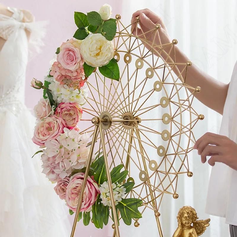 Creative Metal Decorations Wedding Center Romantic Ferris Wheel DIY Artificial Flower Organizer Home Decoration Modern Ornaments