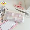 Kawaii Cute Miffy Rabbit Pen Case PVC Printed Stationery Bag Fashionable Student Transparent Pen Case Waterproof Storage Bag