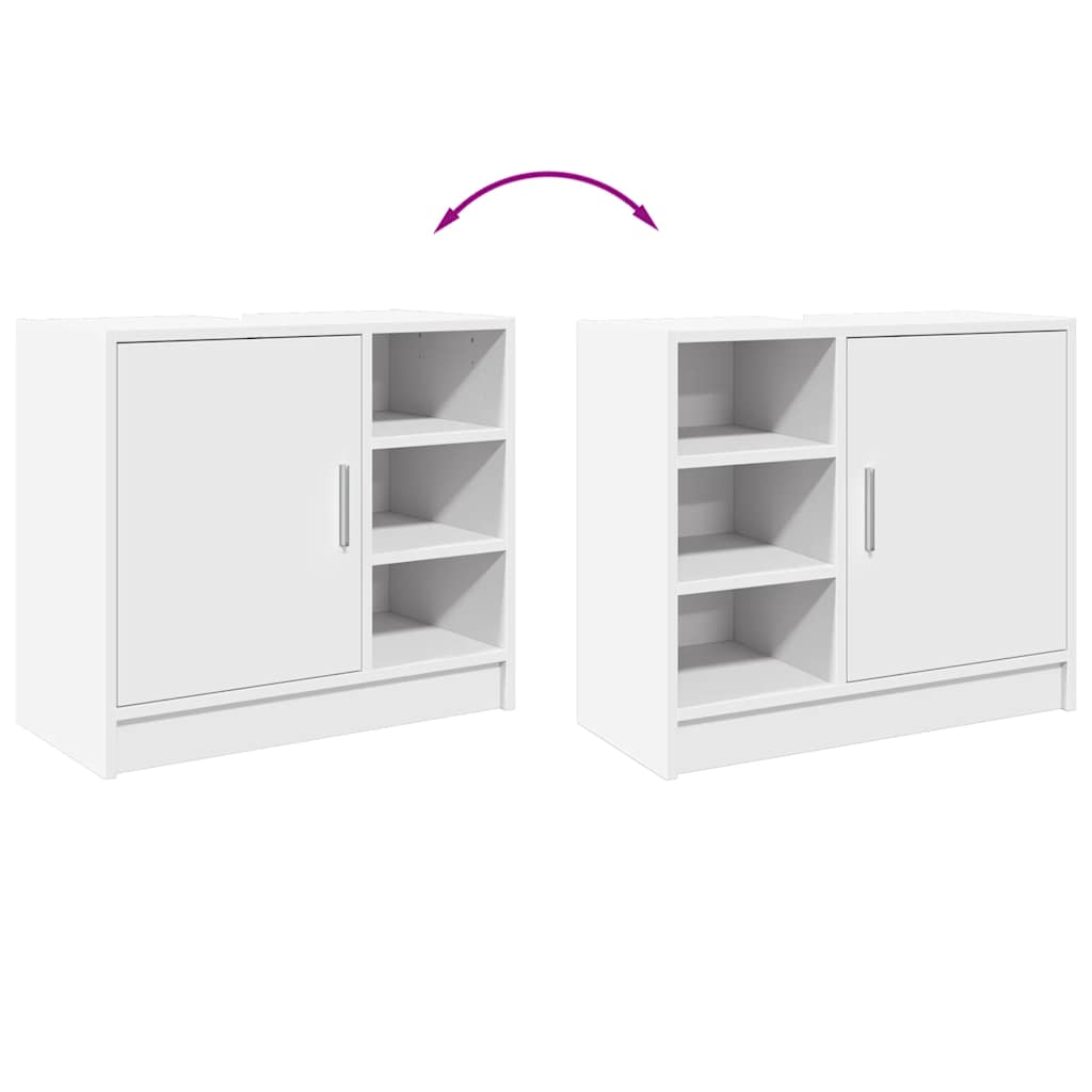 Bathroom Vanity Unit White 63 X 29 X 55 Cm Engineered Wood