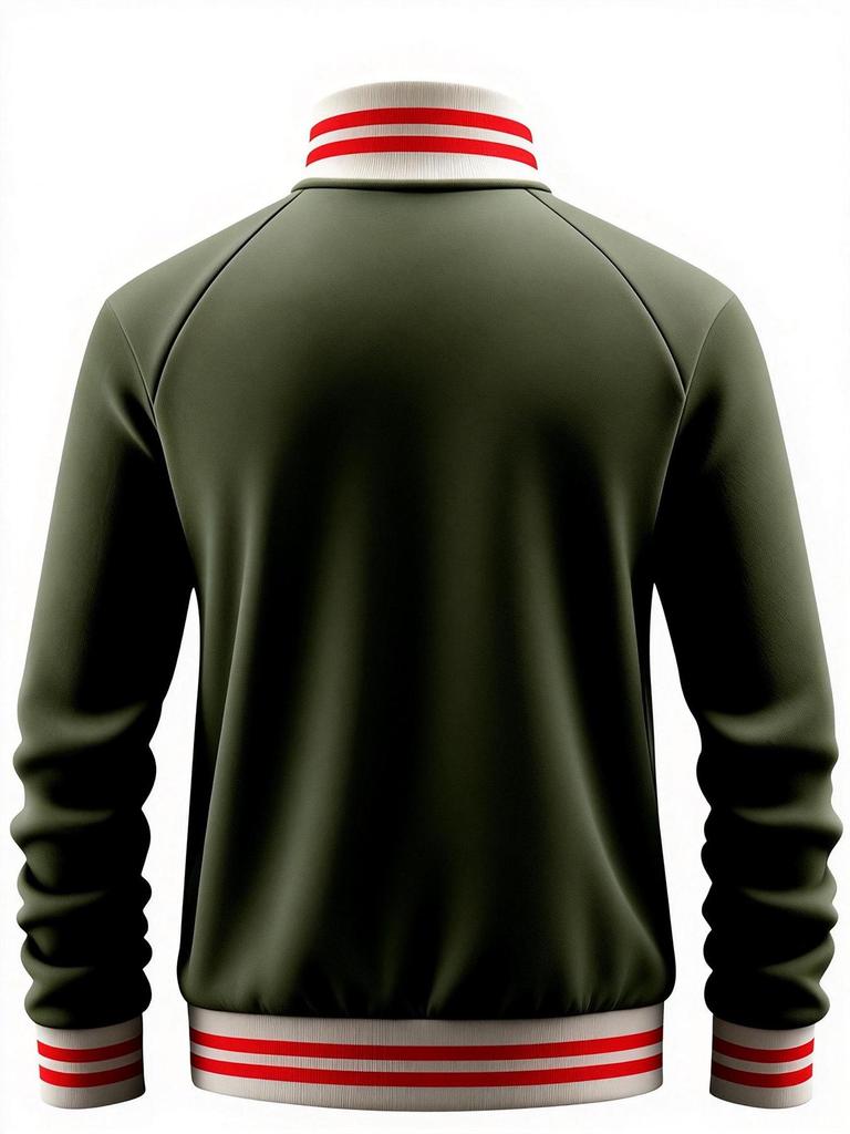 Męska codzienna sportowa kurtka z kołnierzem stojącym i wstążką - Kolekcja Jesień/Zima