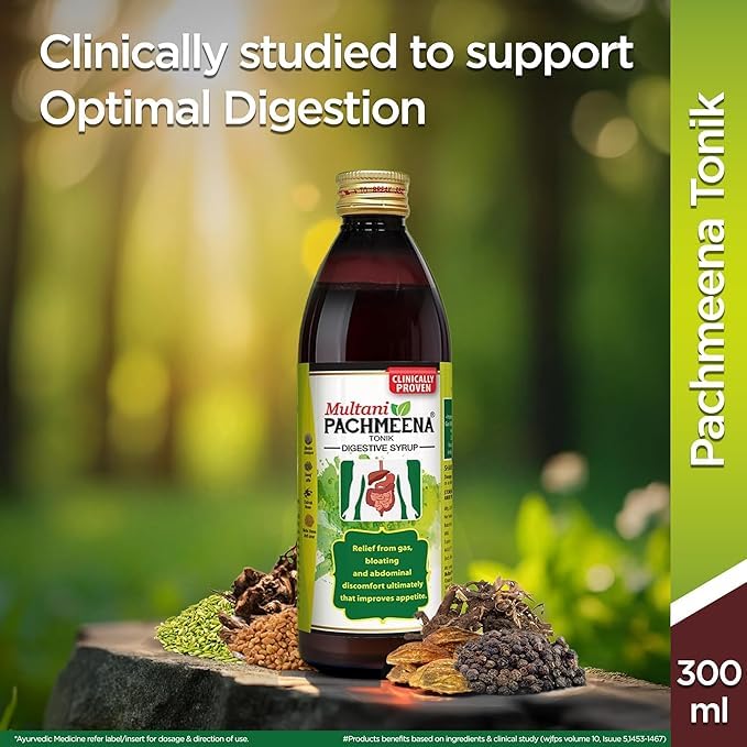 Multani Pachmeena Tonik Digestive Syrup Ayurvedic Digestive Support for Gas, Bloating & Appetite 300 ml Pack of 2