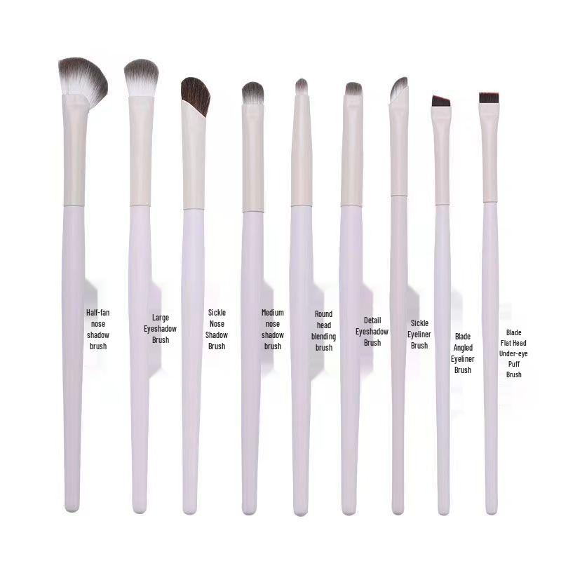 10-teiliges Cloud Porzellan Lidschatten- & Concealer-Pinselset mit weichen Borsten