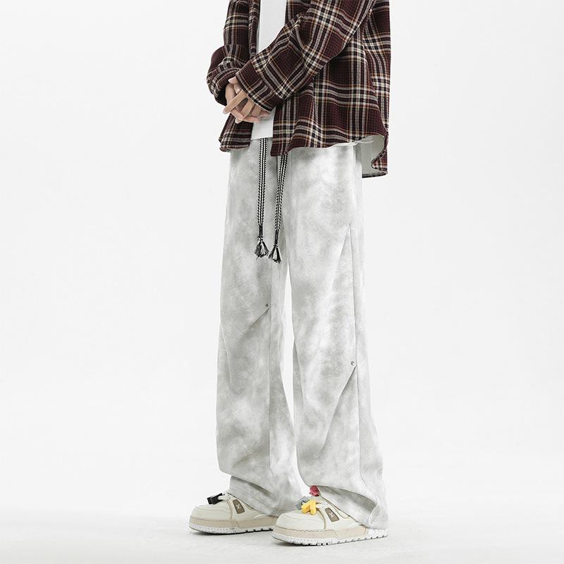 

Мужские уличные брюки тай-дай с эффектом грязной стирки, мужские новые свободные прямые широкие повседневные брюки на весну и осень 4XL