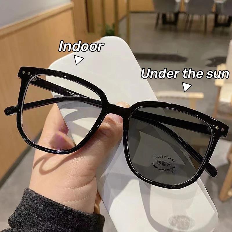 Intelligent Photochromic Myopia Glasses Outdoor Color Changing Finished Near-sighted Eyewear Men Women Minus Diopters Eyeglasses