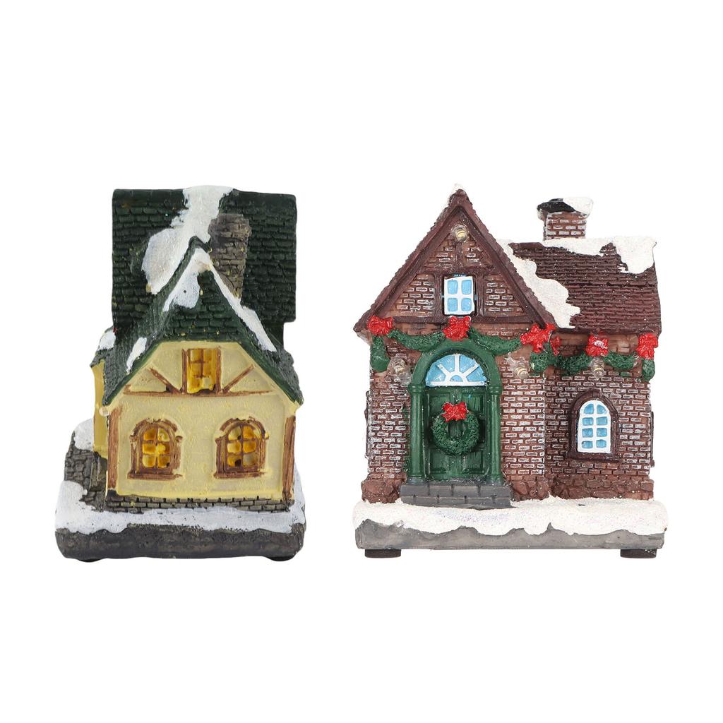 Resin Christmas Village House Hand Painted LED Lighted Christmas House Landscaping Warm Ambient Fine Details for Home Decor