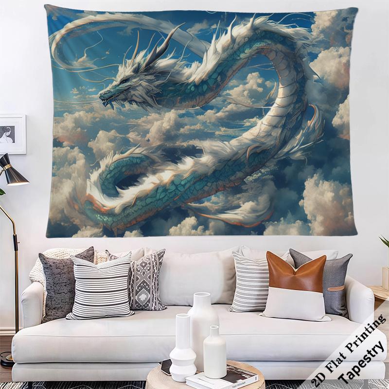 Epic Dragon Fantasy Tapestry Wall Hanging Cloud Scene Mythical Serpent Art Decor 180x280cm Large House Decor