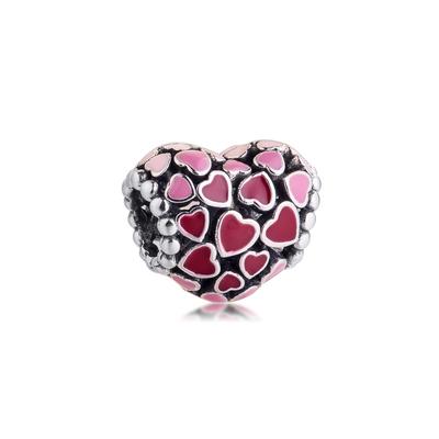 Authentic 925 Sterling Silver Burst of Love Heart Bead Charms Fits Europe Original Bracelet DIY Beads for Jewelry