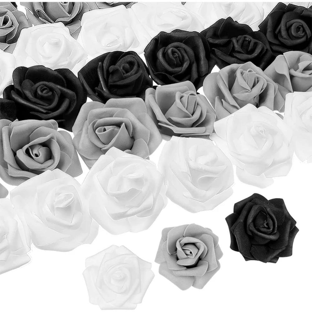 50Pcs Rose Artificial Foam Flower Head Fake PE Flower for Home Room Dceoration DIY Party Flower Wreath Accessories Wedding Decor