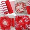 2 Rolls Decorative Mesh Ribbon Metallic Foil Mesh Rolls Christmas Mesh Ribbon for Christmas Tree Garland Craft Decorations