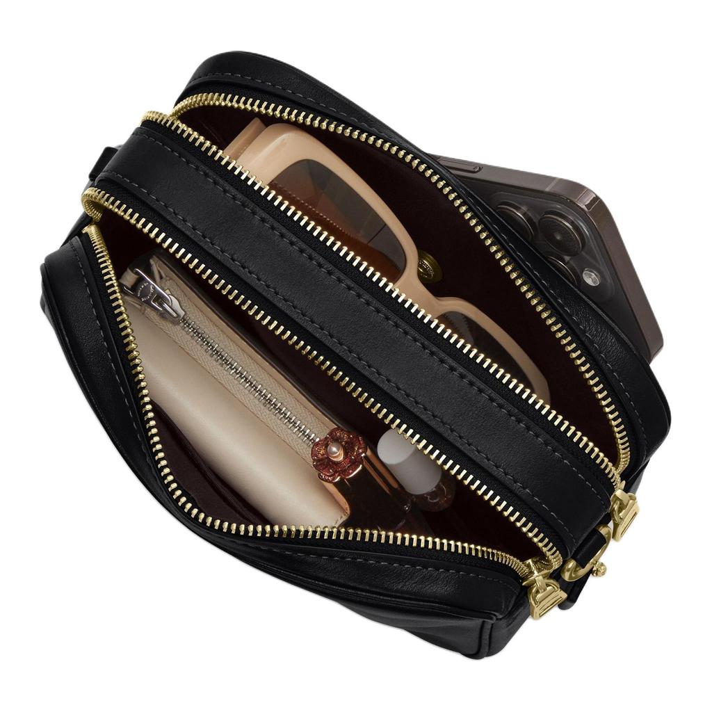 Coach Carey 19 Removable Handle Shoulder Bag Double Zipper Closure External Magnetic Pocket Leather Mini Unisex shoulder bag Black CEA02-IMBLK
