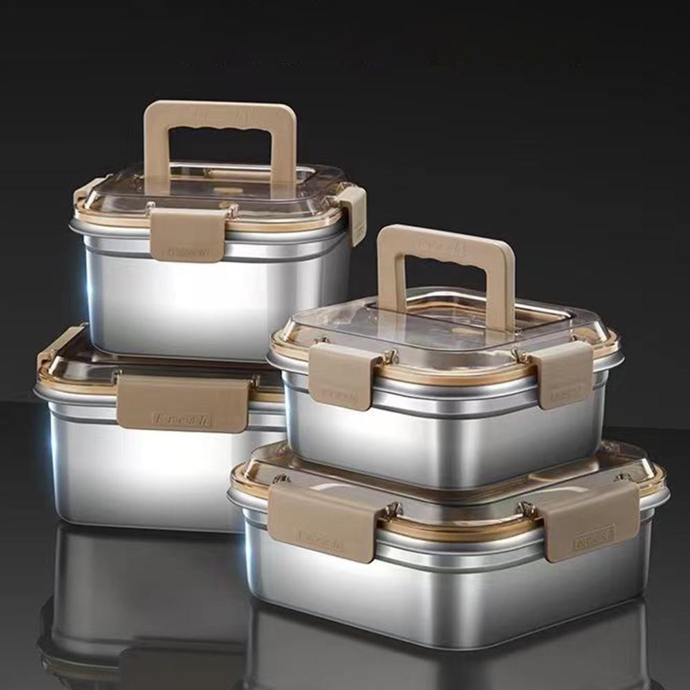 Portable Crisper Box Lunch Bento Box Stainless Steel Fresh-Keeping Case Large Capacity Food Container For Picnic Camping