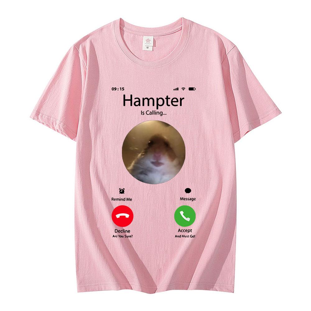 Dank Meme Hamster Staring Front Camera Hampter Calling Tshirt Short Sleeve Fashion Harajuku Kawaii Tshirt Unisexs Y2k Clothing