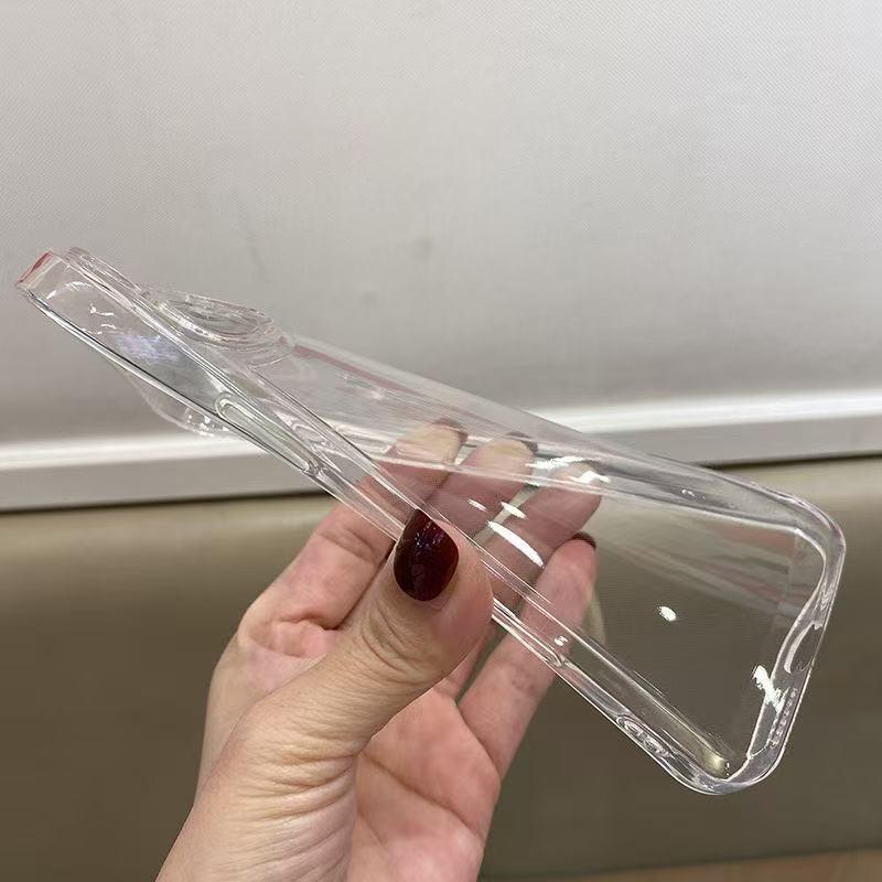 Drop-Proof Transparent Solid Color Phone Case for iPhone 13-17 Pro Max, Full Coverage, European American Style