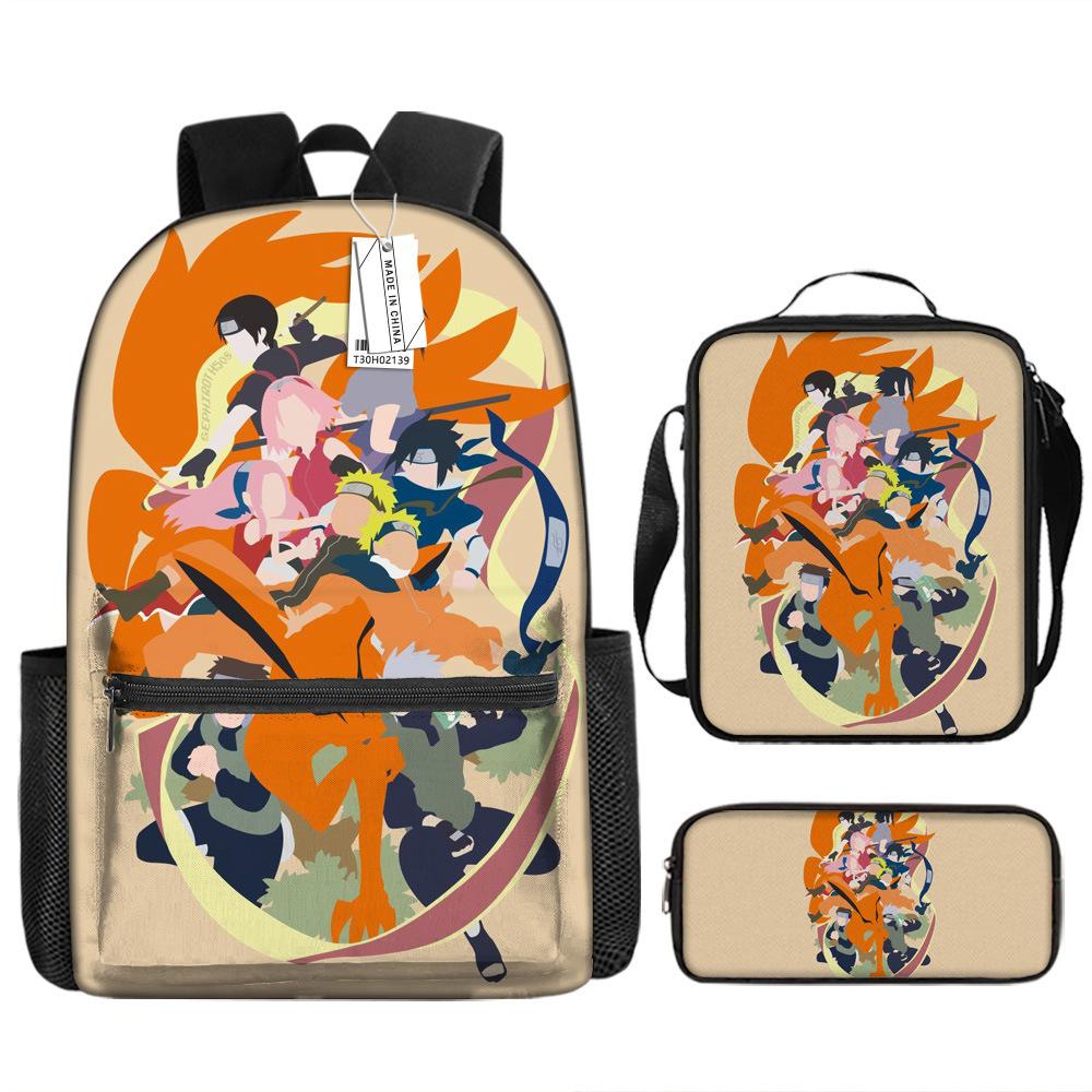 Naruto Naruto Rucksack Kakashi Naruto Uchi Grund- und Mittelschule Schultasche Kinderrucksack Dreiteiliges Set