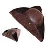 Faux Leather Pirate Hat Brown Captain Hat Vintage Button Masquerade Party Cosplay Costume Hat For Men Women Photography Props