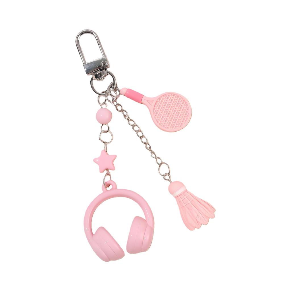 Practical Keychain Accessory Music Themes Unique Headphones Badminton Styles Hanging Ornament for Birthdays Sports Event
