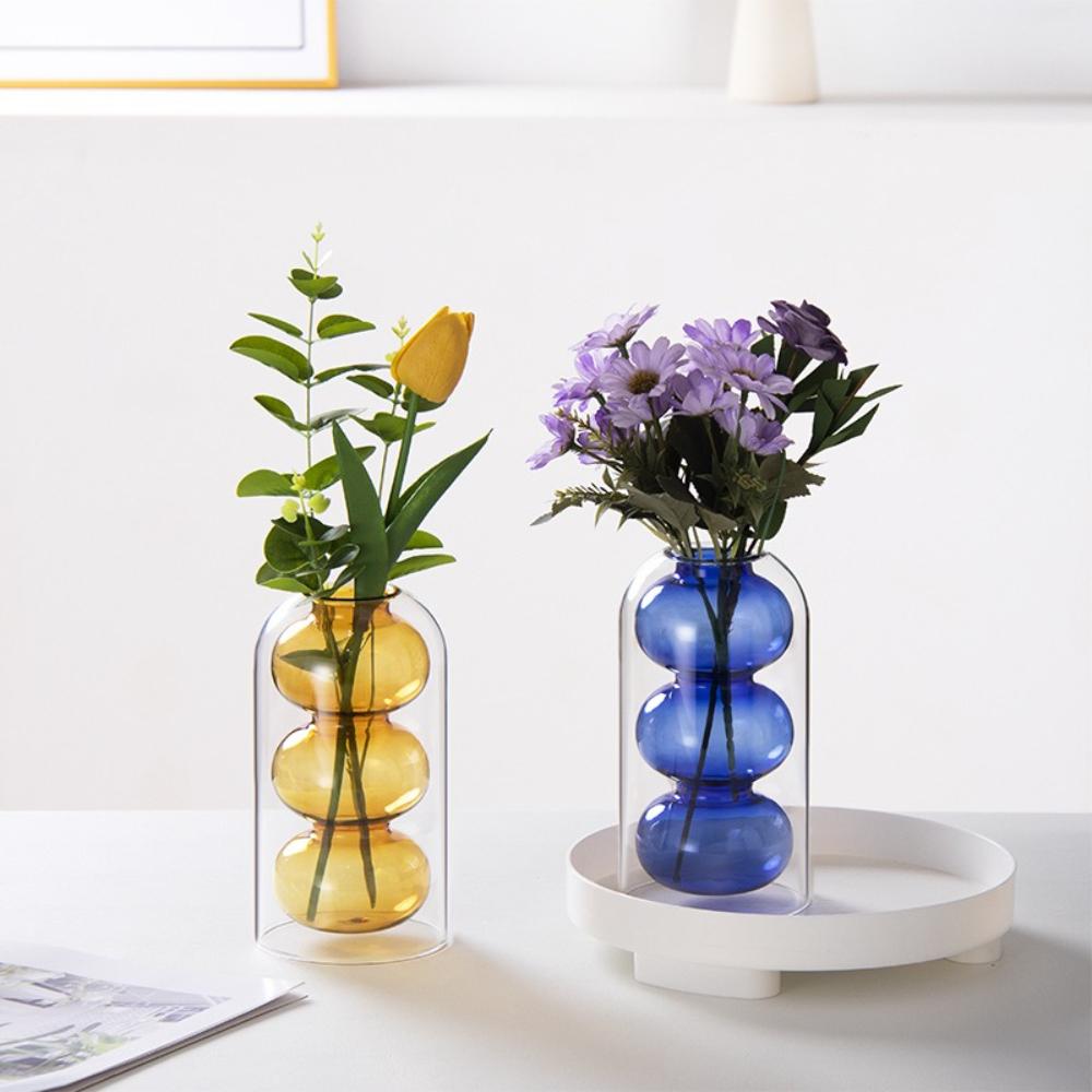 Modern Simple Creative Colored Glass Vase Flower Arrangement Home Decoration Accessories Home Decoration Birthday Gift Pots