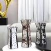 Luxury Stainless Steel Vase, Splashed Ink Art Leather Metal Flower Vase, Flower Arrangement, Living Room Decoration Ornament