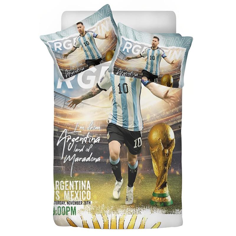 3D Printed Bedding Set With Zipper Duvet Cover And 2 Pillowcase Messi Idol Youth Football Star Football Club 2 Zippered Pillo