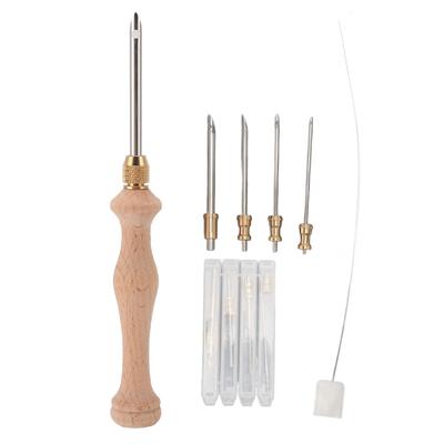 Punch Needle Gereedschap Massief Houten Handvat Verstelbaar 5mm 3.5mm 2.5mm 2mm 1.6mm Borduurpen Naalden Kit