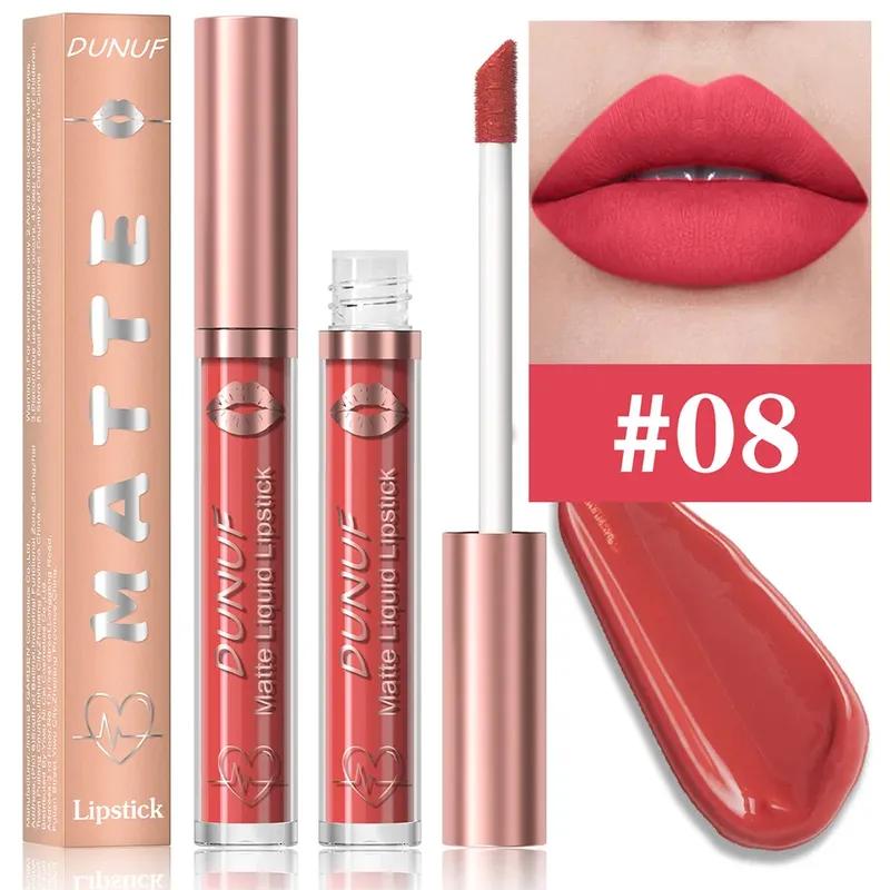 18 Color Waterproof Lip Gloss Nude Apricot Matte Liquid Lipstick Transparent Lip Oil Sexy Rose Red Velvet Matte Lipstick Make Up