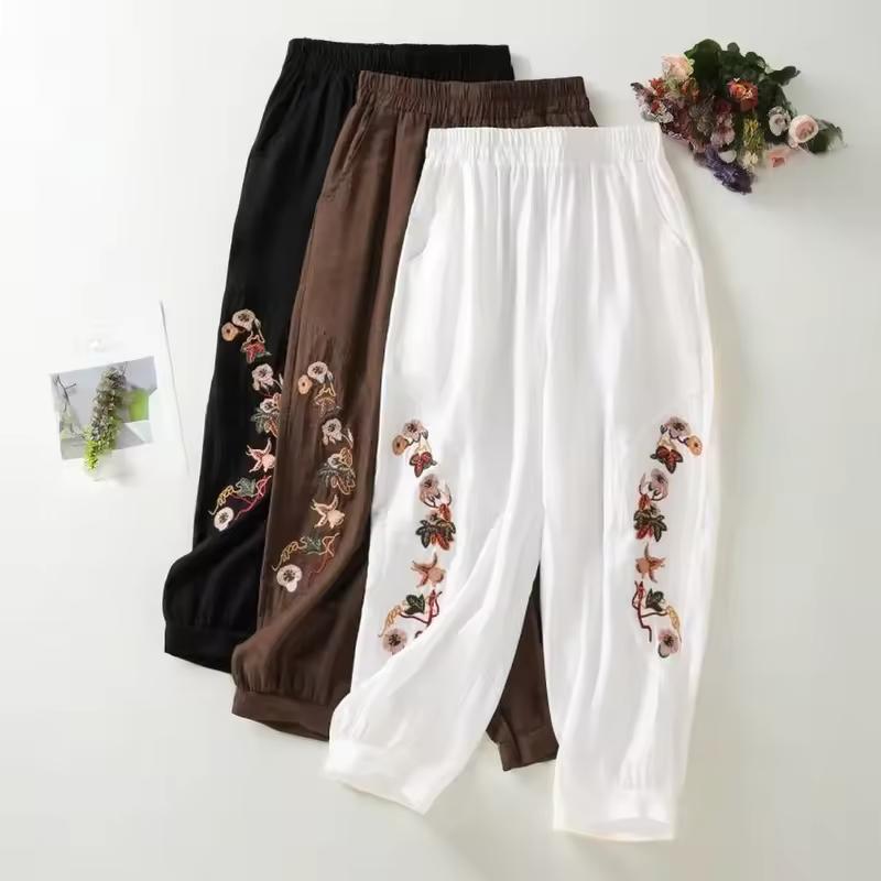 Pantaloncini Casual Monocolore Elastici Vita Alta Larghi Pantaloni da Donna alla Caviglia per Donne Abbigliamento Moda