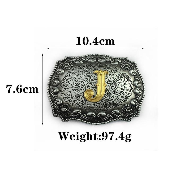 Fashion Personality Western Denim Belt Men's Letter J Smooth Buckle Belt