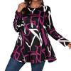 Women's Abstract Geometric Print Long Sleeve Crew Neck Loose Tunic Top