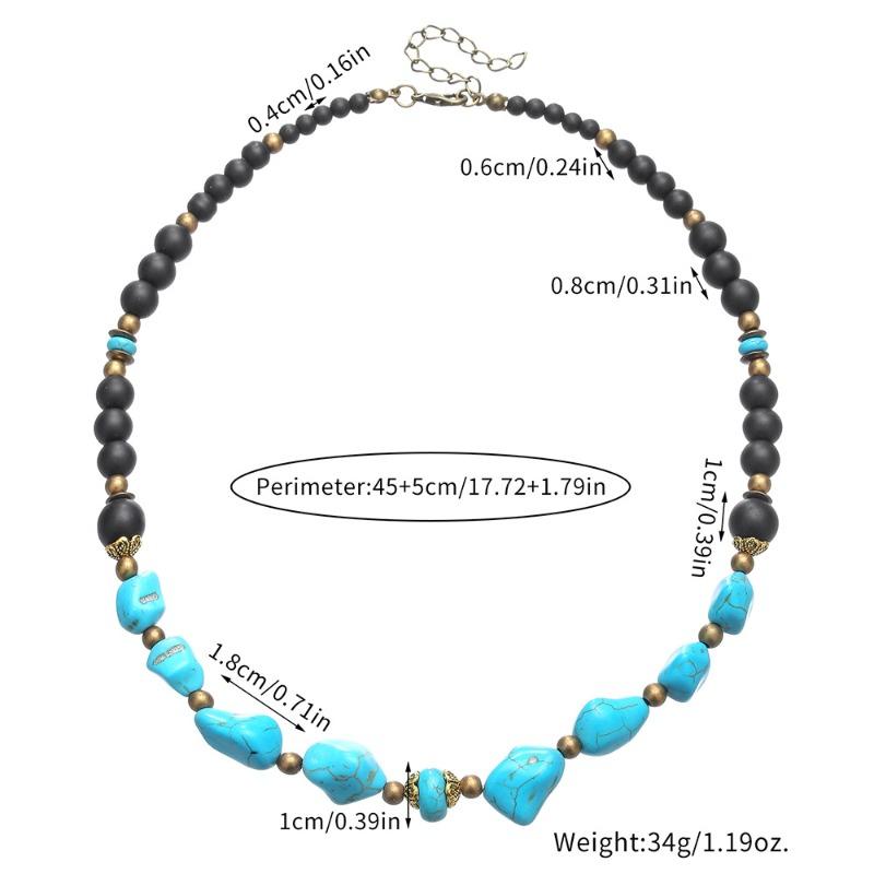 Handmade Punk Men's Turquoise Necklace Small Hip Hop Jewelry Natural Stone Pendant