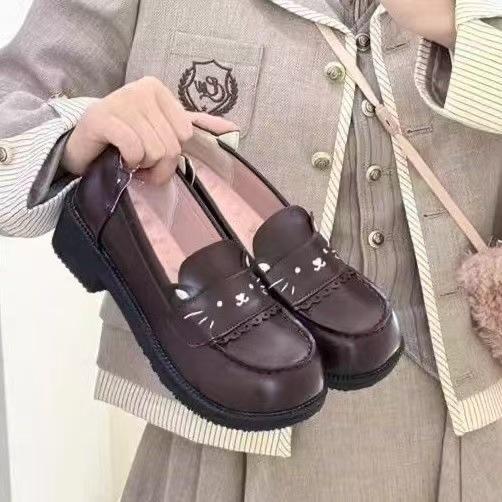 

Японская оригинальная школьная форма, туфли с круглым носком из лакированной кожи, туфли JK, туфли Лолиты, школьные туфли из мелкой кожи, женские туфли-лодочки, под юбку 40 темно-коричневого