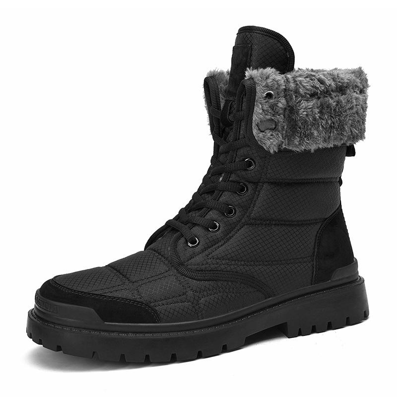 

Snow boots men s autumn and winter large size Northeast warm piled thickened outdoor waterproof and non-slip high-top short boots cotton shoes men 38