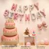 Sfondo con Palloncini a Forma di Torta Rosa Grande per la Festa del 1° Compleanno di una Bambina