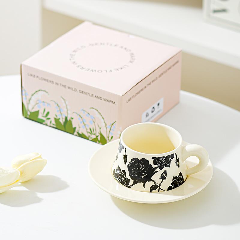 Creative Office Worker Afternoon Tea Coffee Cup Saucer Set Ceramic Cup High End Sense Housewarming Wedding Socks Gift Cup