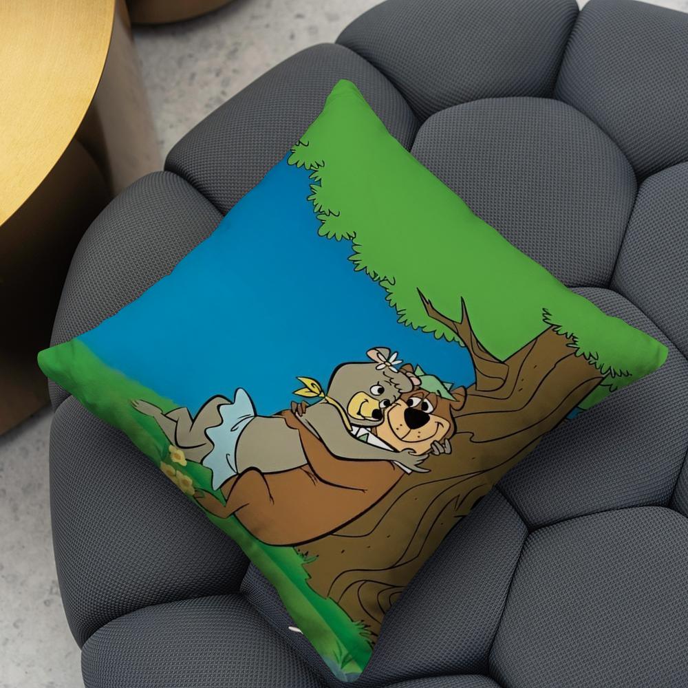Federa Cuscino Orso Yoghi – Federa Cuscino Peluche Reversibile – Per auto, divano, camera da letto, perfetta come regalo.