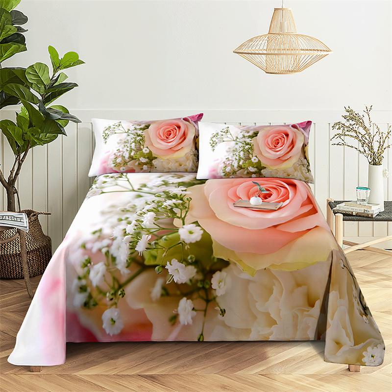Home Bedsheets Luxury Rose Single Bedsheet Fashion Design Flowers Sheets Queen Size Bed Sheets Set Bed Sheets and Pillowcases