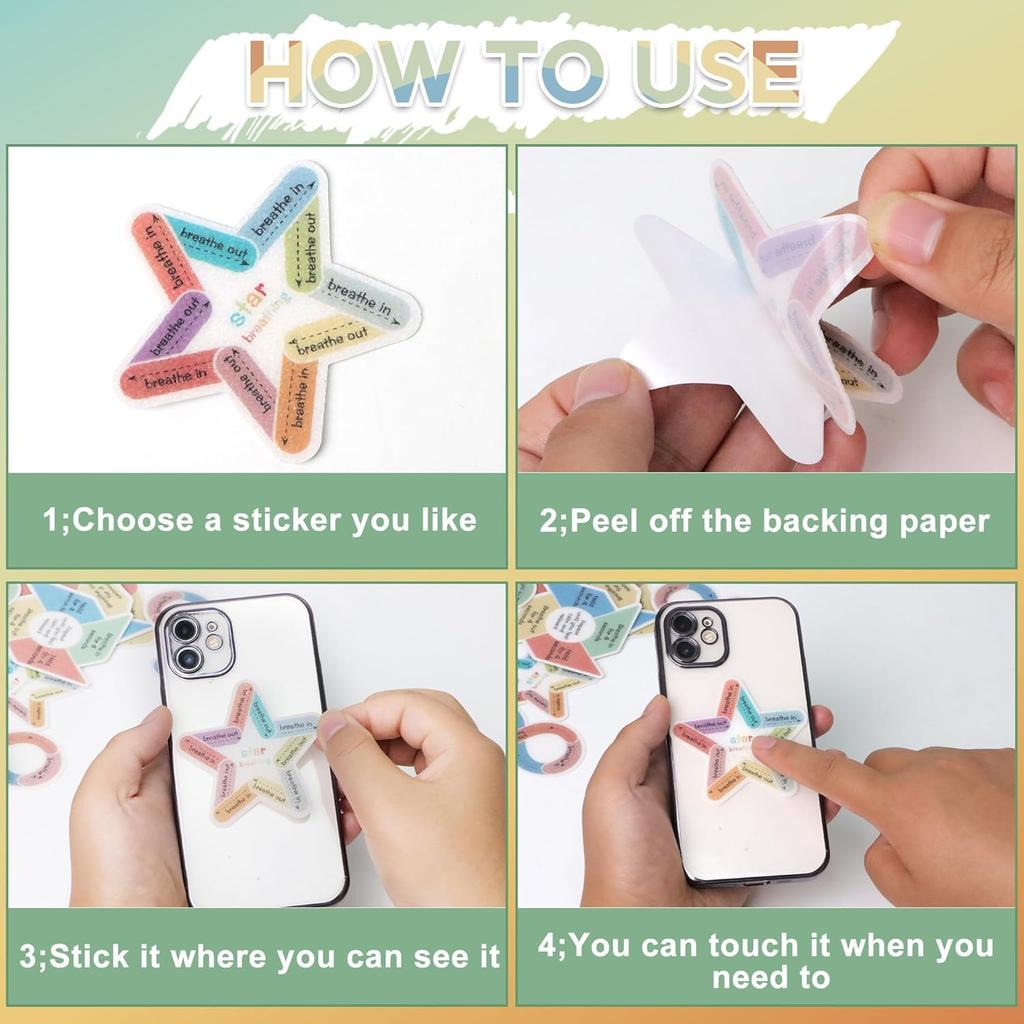 75Pcs Calm Stickers for Anxiety Sensory Textured Sensory Stickers Anti Stress Anxiety Relief Items Boho Calm Sticker Bulk Waterproof Fidget Adults