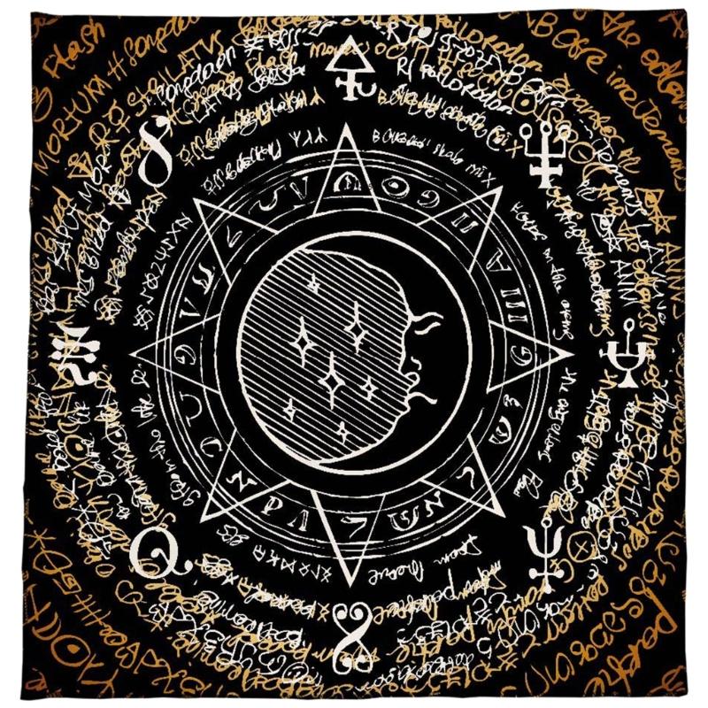 Tarots Card Tablecloth Altars Cloth Star Rune Astrologys Tablecloth Divinations Card Cloth Tapestry Wall Decors 50x50cm