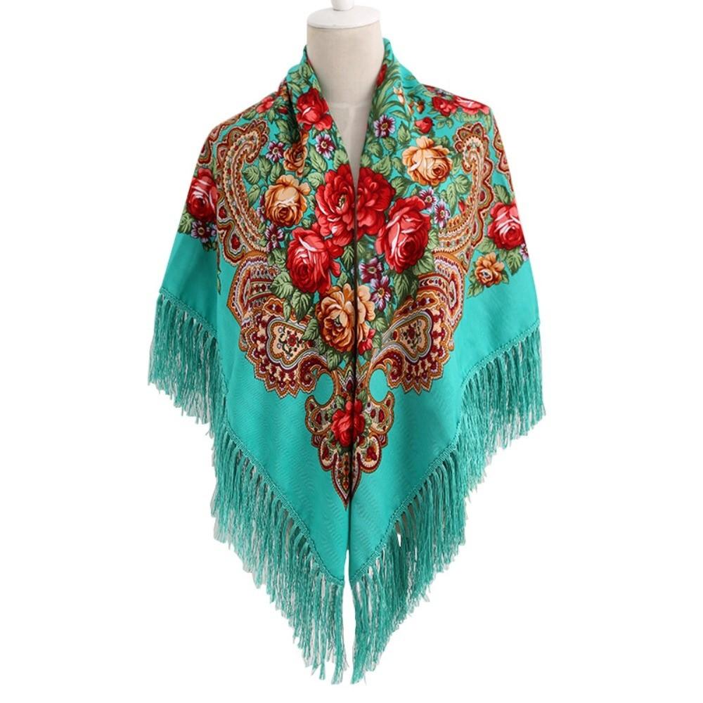 Tassel Fringe Floral Scarf Soft Tassel Scarf Fashion Square Wrap Women