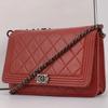 Boy CHANEL Chain Wallet Gunmetal Shoulder Clutch Bag Lambskin Red Women's Coco Mark Clasp