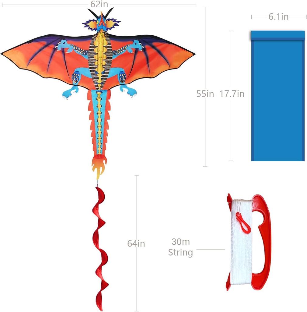 Pteranodon Kite, Ideal for Adults and Teens, Perfect for Beginners, Easy To Assemble and Operate, Includes Storage Bag, Perfect for Outdoor Leisure