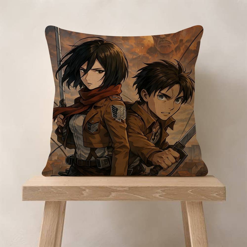 Vintage Anime AAttack On Titan Pillowcase Toon Gift Cushion Cover Bedroom Home Sofa Chair Seat Decor Pillow Case