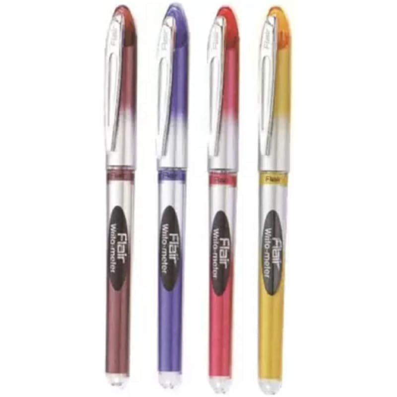 FLAIR Writometer Ball Pen | Stainless Steel Tip | Our Longest Writing Pens | Ensures Smoothness & Durability | Blue Ink,