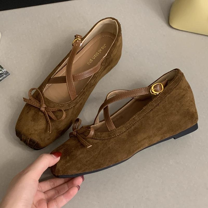 Fashion Flats Women Ballet Dance Shoes Bow Square Toe Fashion Loafers Shoes Designer Autumn 2025 New Dress Casual Cozy Zapatos De Mujer