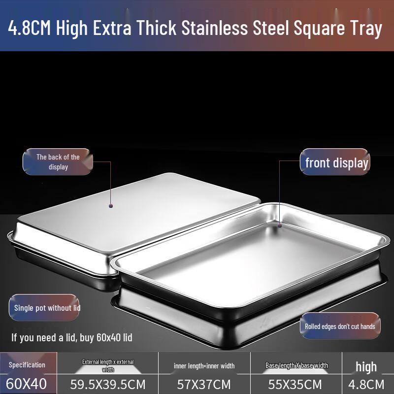 Extra Large Stainless Steel 2/1 GN Food Pan