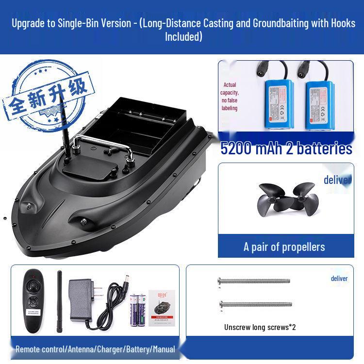 Smart 600m Remote Control High-Power Bait Boat with Constant Speed Cruise & Auto Unhooking Function for Fishing.