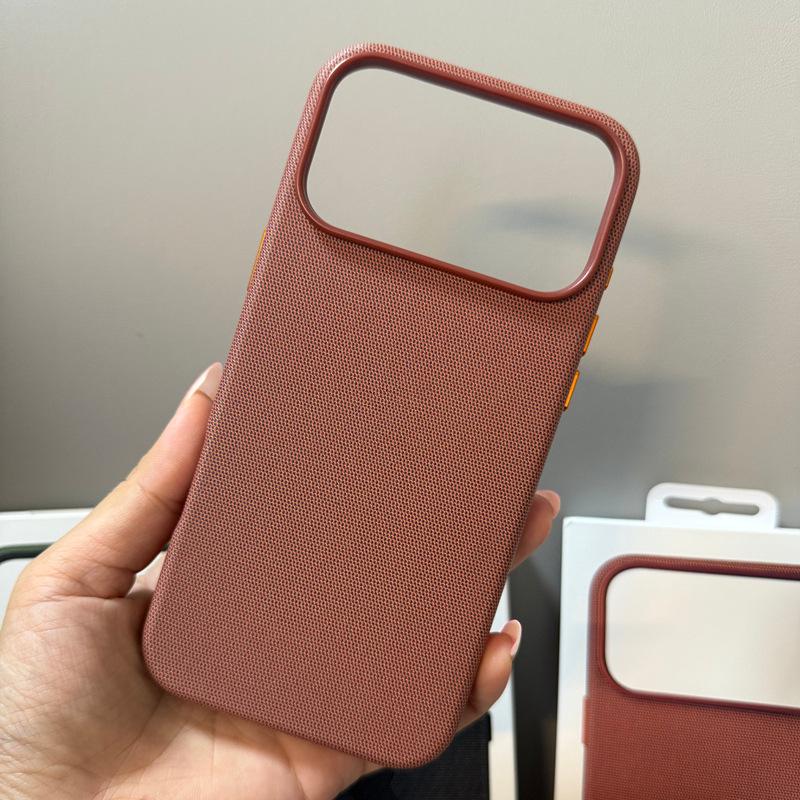 

iPhone 17 Pro Max Linen Texture Magnetic Protective Case 17 Pro Max [2-in-1] Official Style красное дерево